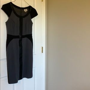 Grey dress with black piping very flattering